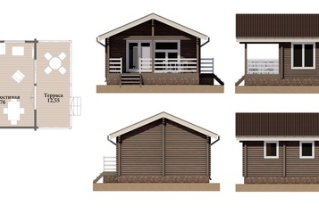 Уютная баня с кухней-гостиной и террасой