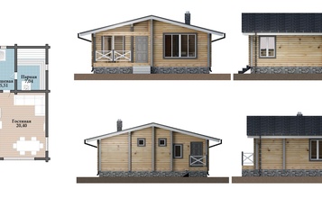 Комфортная баня с гостиной и террасой