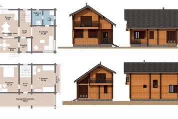 Просторный двухэтажный дом с двумя спальнями, баней и террасой