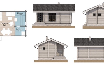 Уютный дом-банька с небольшим крыльцом