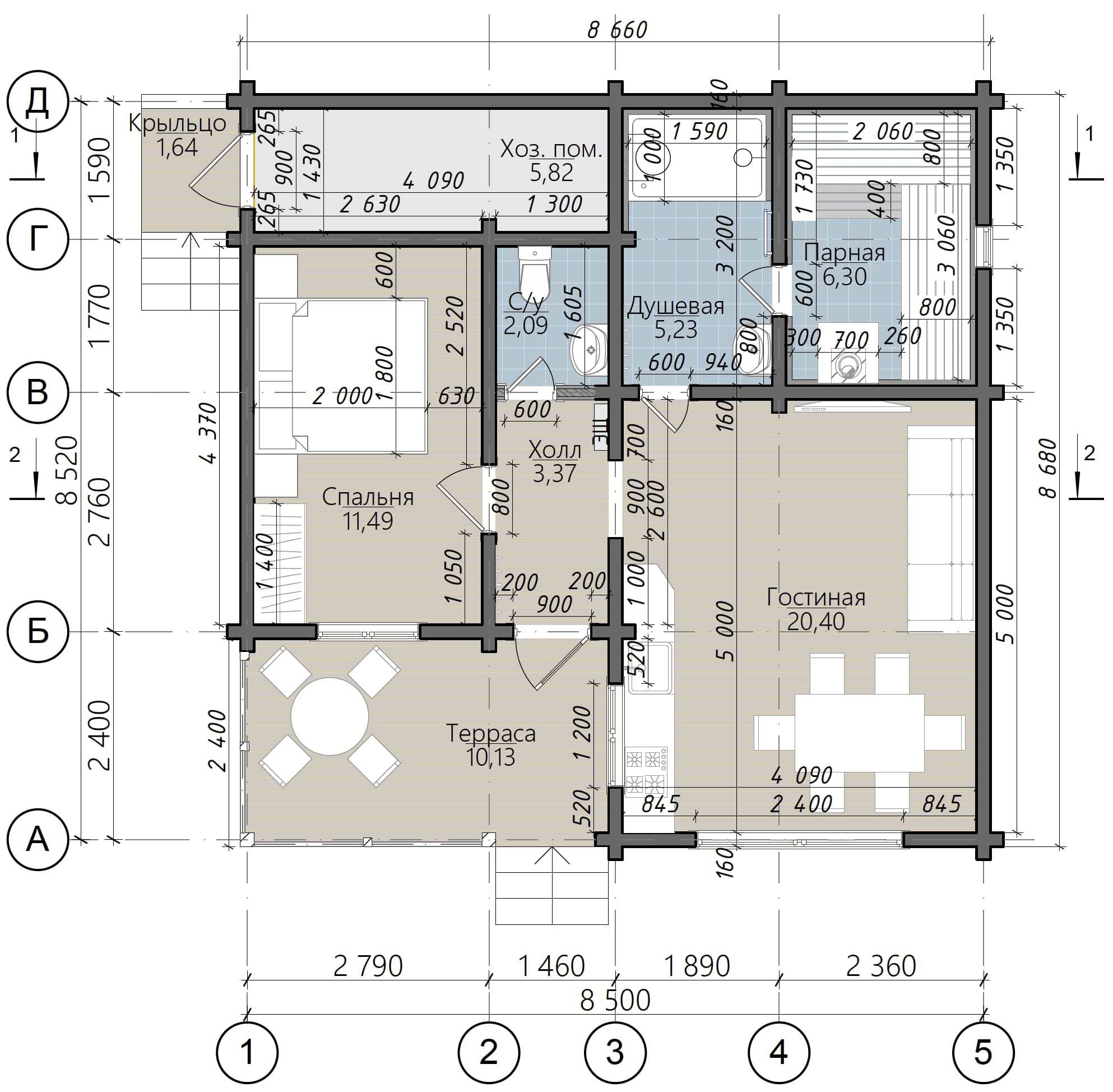 Дом-Баня из клееного бруса