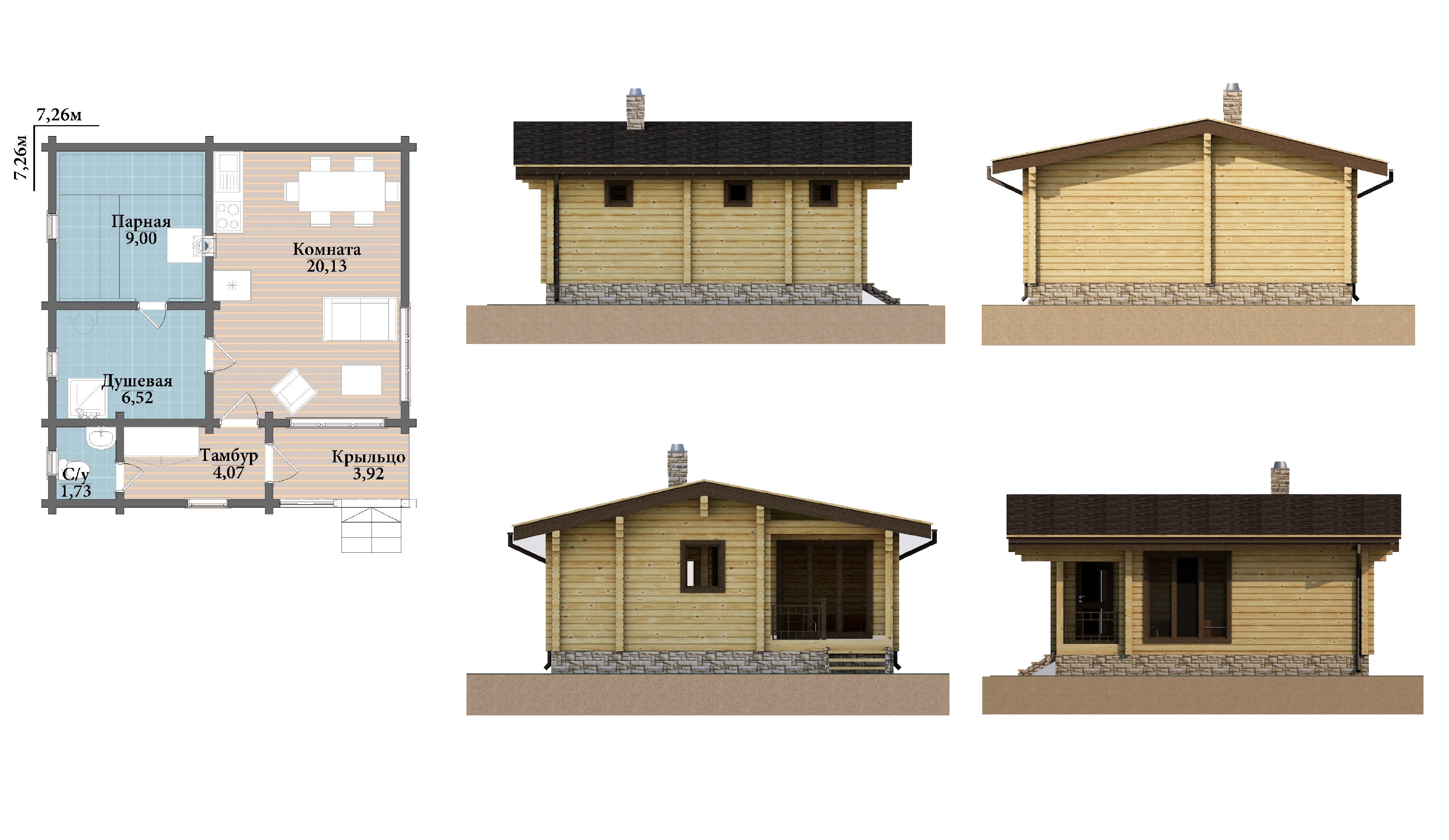 Комфортная дом-баня с просторной комнатой