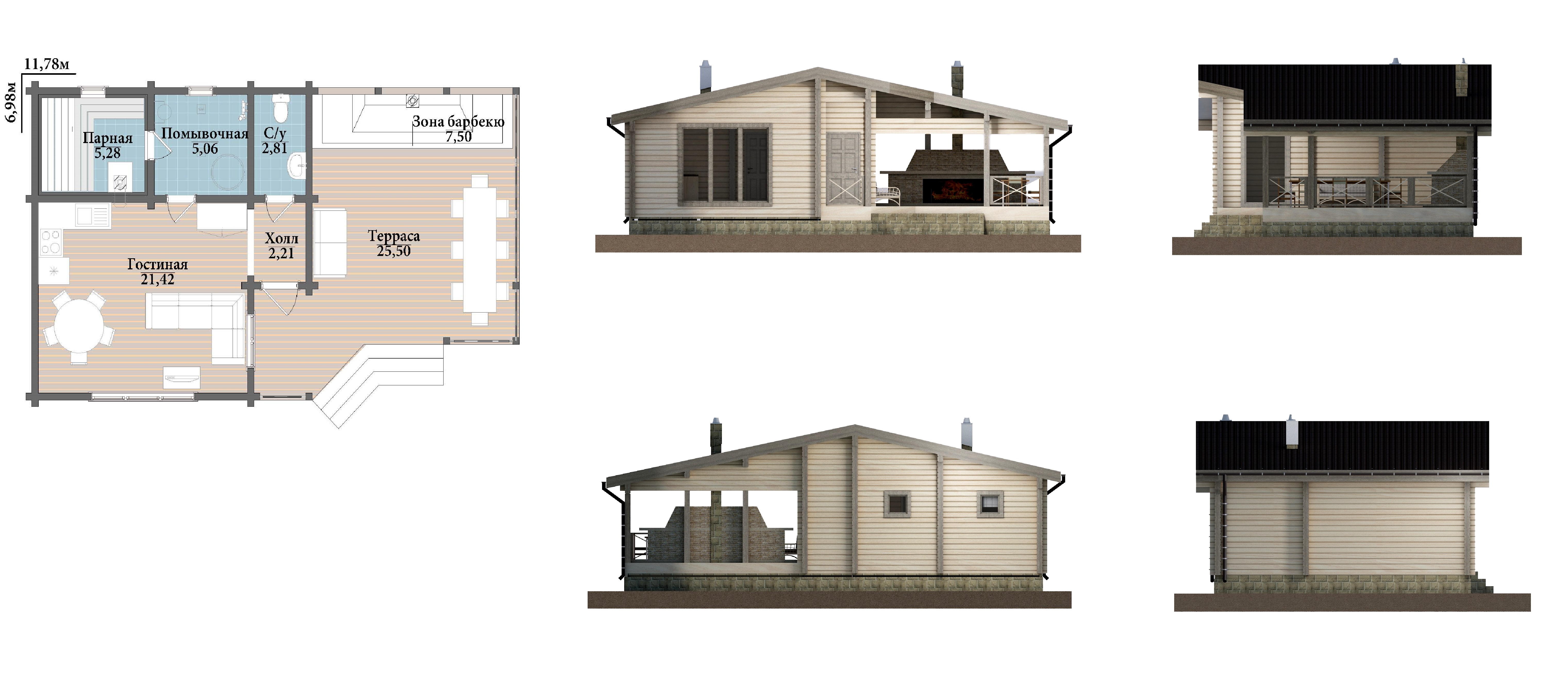 Комфортная баня с террасой
