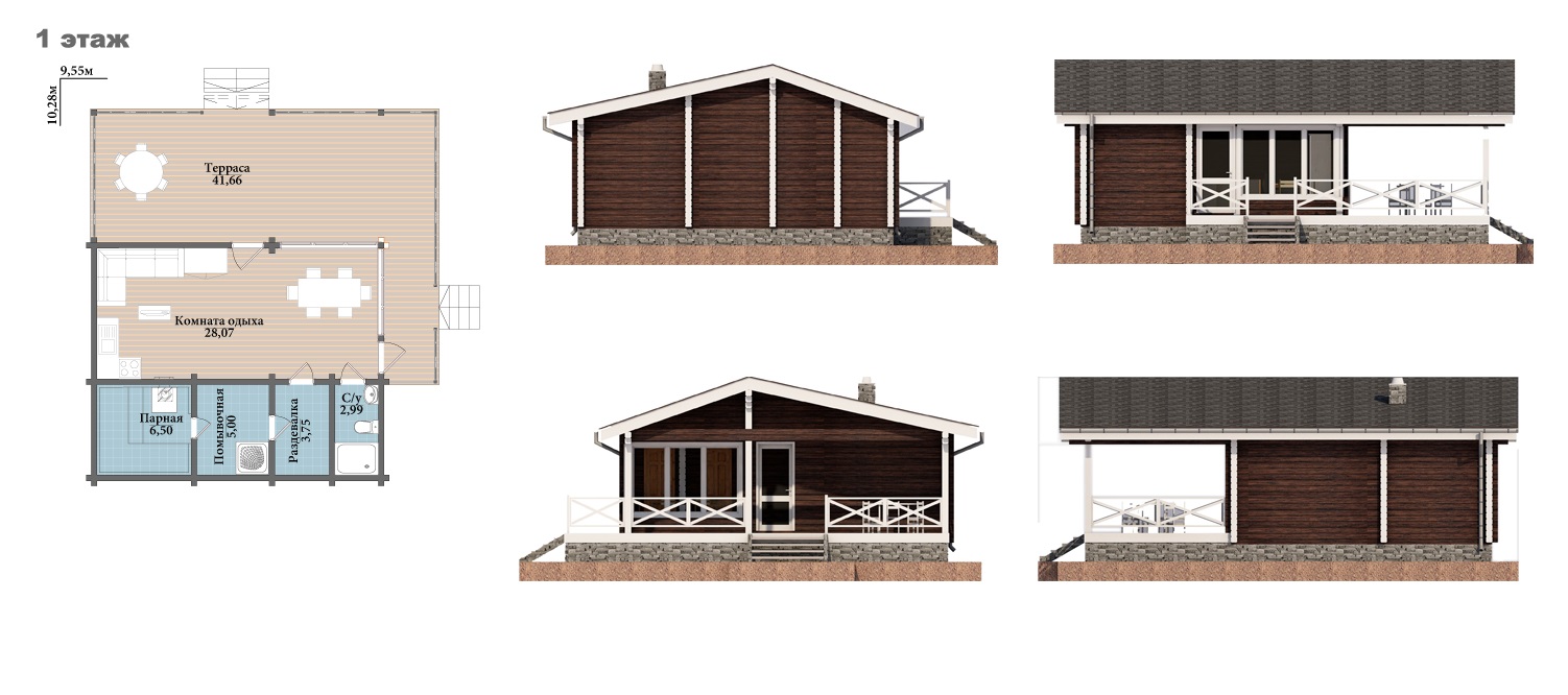 Комфортная баня с террасой